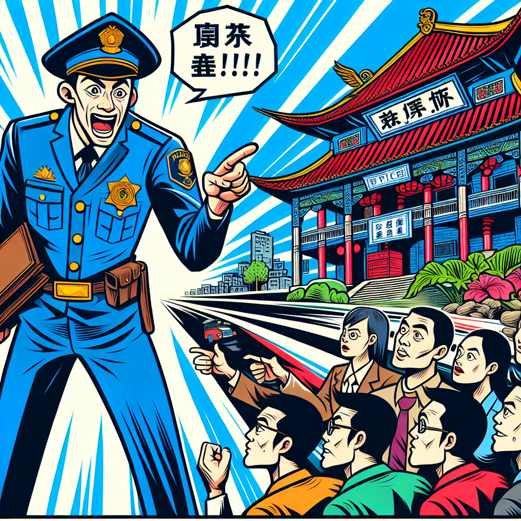 以下是符合您要求的圖片描述:
一幅充滿活力的漫畫風格插圖,展現陪同偵查的場景。畫面中央是一位表情誇張的台灣警察,正在向一群好奇的民眾解釋程序。旁邊站著一位律師,手持文件夾,神情嚴肅。背景是簡化的警局建築,用鮮艷的藍色和紅色線條勾勒。整體畫面動感十足,充滿戲劇性,將複雜的法律概念以生動有趣的方式呈現出來。