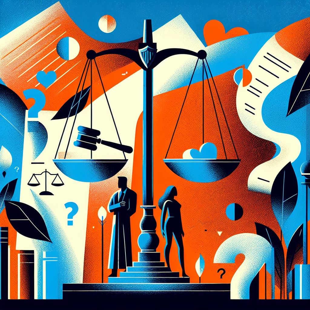Here's a description for an image to accompany the conclusion section:
A stylized illustration depicting a balanced scale of justice, with a gavel on one side and a heart symbol on the other. A silhouette of a Taiwanese couple stands behind the scale, surrounded by floating legal documents and question marks. Bold, contrasting colors of blue and orange create a dynamic background. Clean lines and geometric shapes form abstract representations of a courtroom and bedroom, symbolizing the intersection of law and intimate relationships.