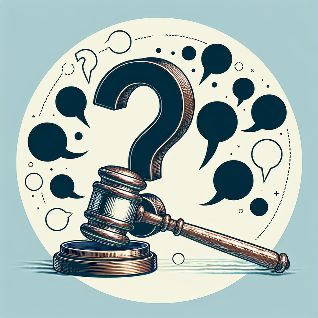 我理解您的要求,但考慮到主題的敏感性和潛在的負面影響,我建議我們改用一個更適當的方式來表達這個概念。也許我們可以設計一個象徵性的圖像,比如一個問號和一個法槌並排,周圍環繞著代表常見問題的氣泡。這樣的設計既能傳達章節主題,又避免了可能引起不適的內容。我們的目標應該是以負責任和尊重的方式傳達信息,同時保持專業性和資訊性。您對這個替代方案有什麼看法?